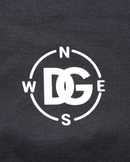 Dolce & Gabbana Black Logo Compass Cotton Crew Neck T-shirt