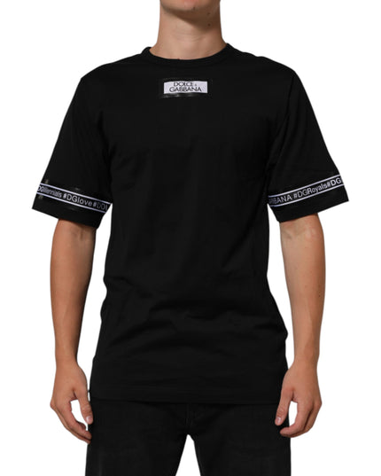 Dolce & Gabbana Black DGRoyals Cotton Men Crew Neck IT T-shirt