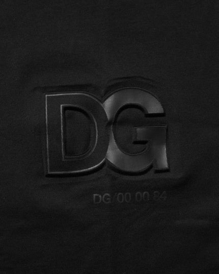 Dolce & Gabbana Black Logo Patch Cotton Men Crew Neck T-shirt
