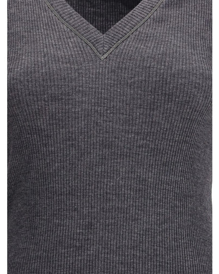 Brunello Cucinelli Gray Wool Long Sleeve T-Shirt