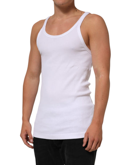 Dolce & Gabbana White Sleeveless Round Neck Tank Top T-shirt
