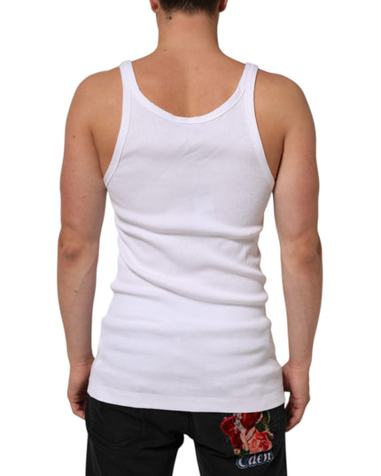 Dolce & Gabbana White Sleeveless Round Neck Tank Top T-shirt