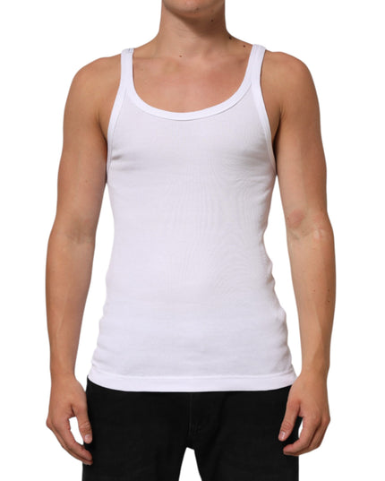 Dolce & Gabbana White Sleeveless Round Neck Tank Top T-shirt