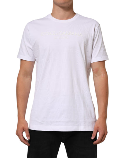 Dolce & Gabbana White Cotton Crew Neck Short Sleeves T-shirt