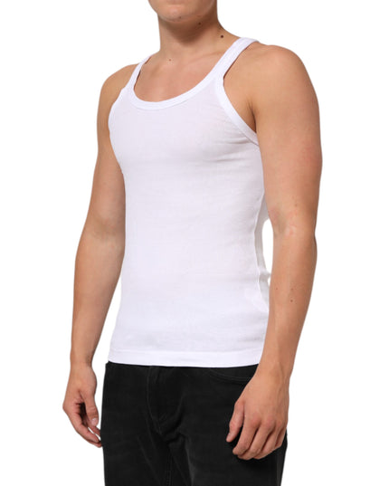 Dolce & Gabbana White Sleeveless Round Neck Tank Top T-shirt