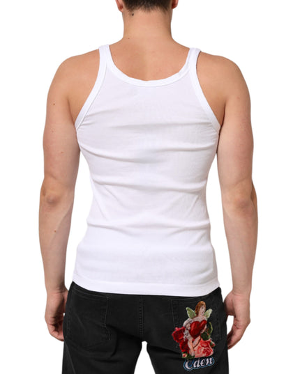 Dolce & Gabbana White Sleeveless Round Neck Tank Top T-shirt