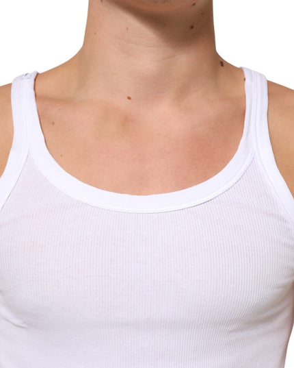 Dolce & Gabbana White Sleeveless Round Neck Tank Top T-shirt
