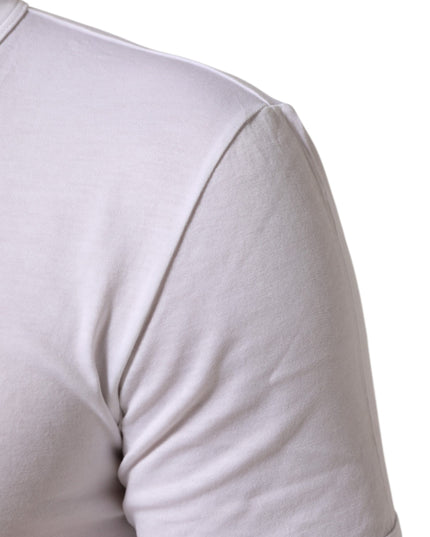 Dolce & Gabbana White Cotton V-Neck Short Sleeves T-shirt