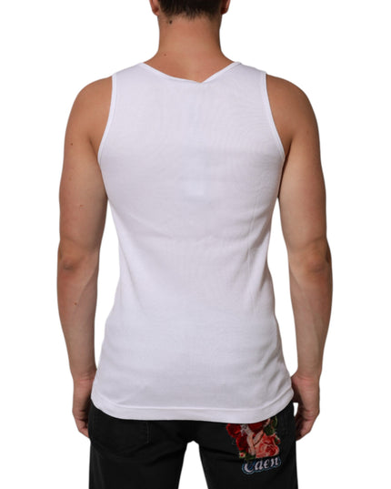 Dolce & Gabbana White Cotton Chain Necklace Tank Top T-shirt