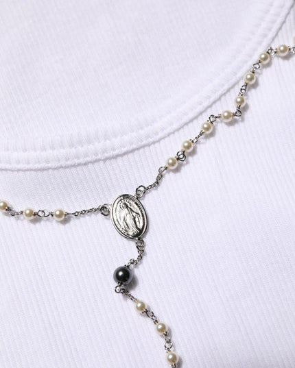 Dolce & Gabbana White Cotton Chain Necklace Tank Top T-shirt