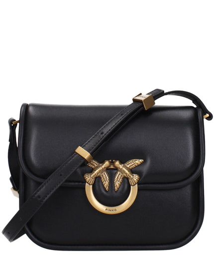 PINKO Black Leather Crossbody Bag