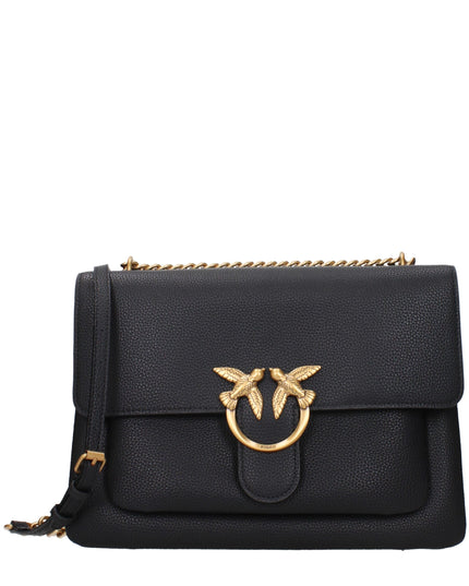 PINKO Black Leather Crossbody Bag