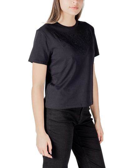 Jacqueline De Yong Black Cotton T-Shirt