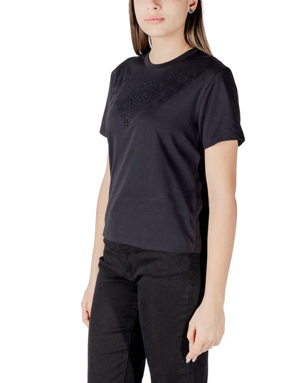 Jacqueline De Yong Black Cotton T-Shirt