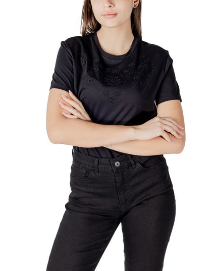 Jacqueline De Yong Black Cotton T-Shirt