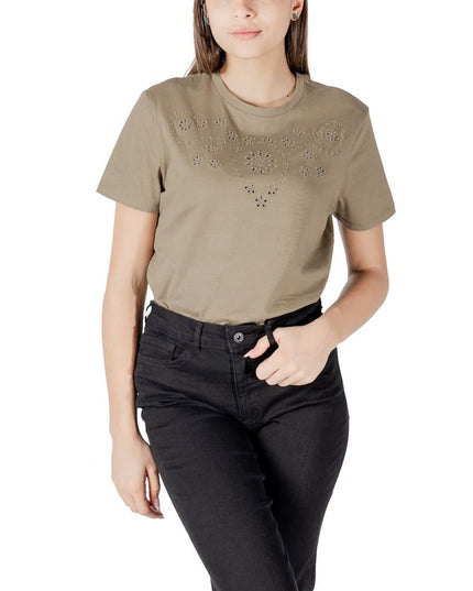 Jacqueline De Yong Green Cotton T-Shirt