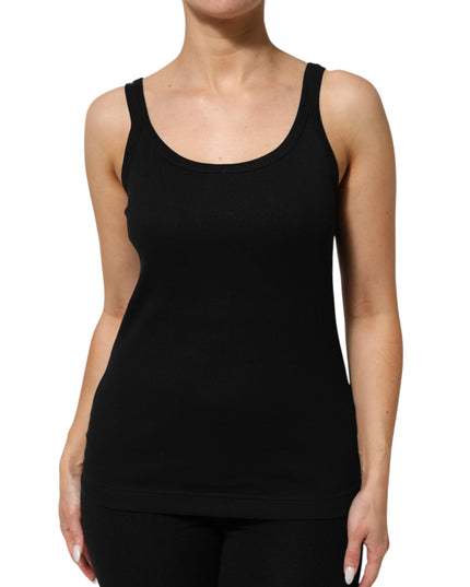 Dolce & Gabbana Black Cotton Sleeveless Women Tank Top