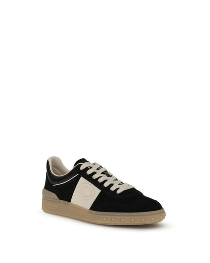 Valentino Garavani Black Calf Leather Bos Taurus Low Top Sneakers