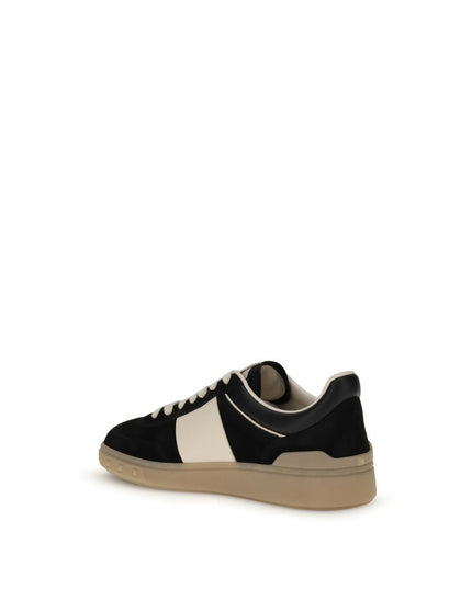 Valentino Garavani Black Calf Leather Bos Taurus Low Top Sneakers