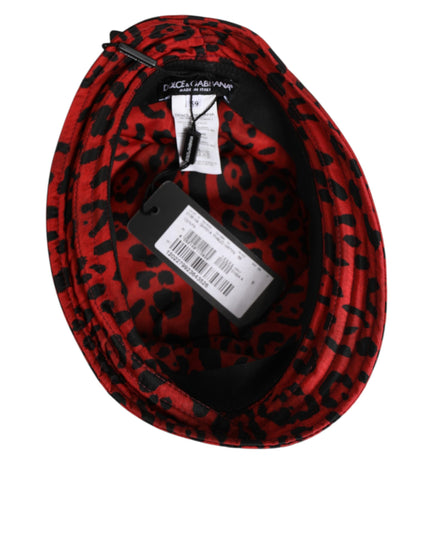 Dolce & Gabbana Red Black Nylon Leopard Print Bucket Men Cap Hat