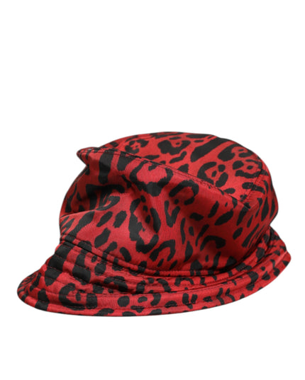 Dolce & Gabbana Red Black Nylon Leopard Print Bucket Men Cap Hat