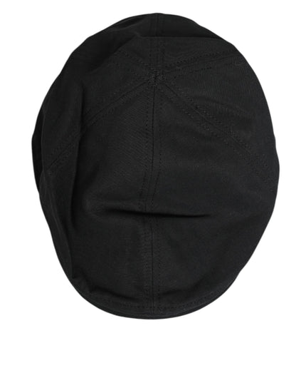 Dolce & Gabbana Black Cotton Blend Newsboy Men Cloth Cap Hat