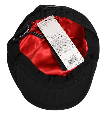 Dolce & Gabbana Black Cotton Blend Newsboy Men Cloth Cap Hat