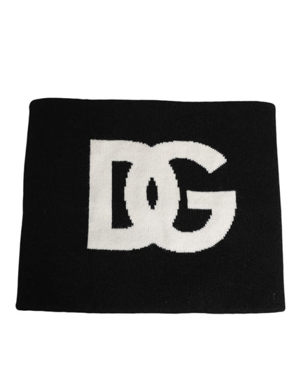 Dolce & Gabbana Black D&G Logo Cashmere Knitted Men One Size Scarf