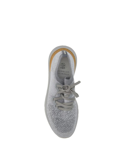 Brunello Cucinelli Gray Cotton Athletic Sneakers