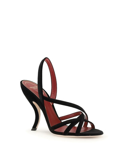 Valentino Garavani Black Velvet Stiletto Heel Sandals