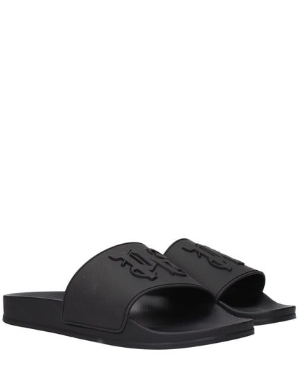 Palm Angels Black Cotton Slippers