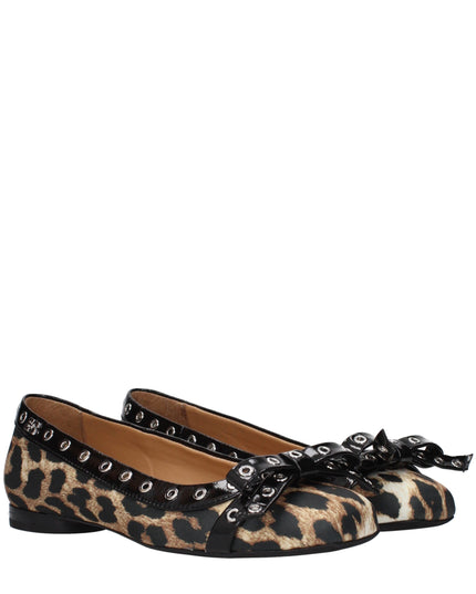Ganni Brown Fabric Ballet Flats
