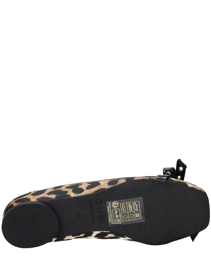 Ganni Brown Fabric Ballet Flats