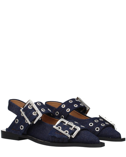 Ganni Blue Fabric Flat Sandals