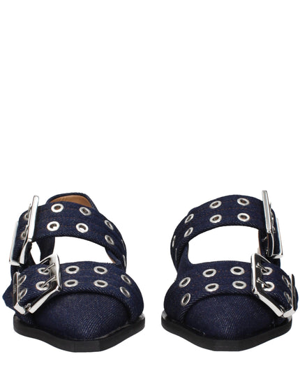 Ganni Blue Fabric Flat Sandals