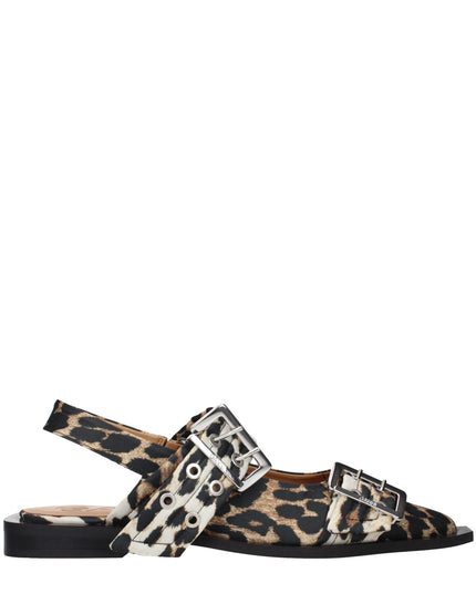 Ganni Brown Fabric Flat Sandals