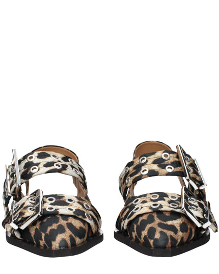 Ganni Brown Fabric Flat Sandals