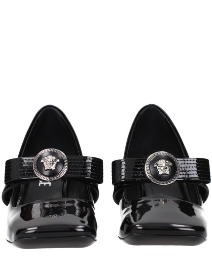 Versace Black Leather Mid Heel Pumps