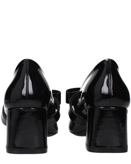 Versace Black Leather Mid Heel Pumps