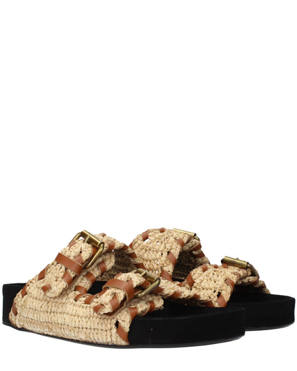 Isabel Marant Beige Raffia Slippers