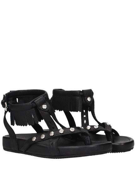 Isabel Marant Black Leather Flat Sandals
