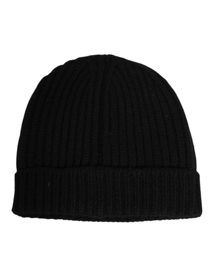 Dolce & Gabbana Black Cashmere Knitted Beanie Capello Men One Size Hat