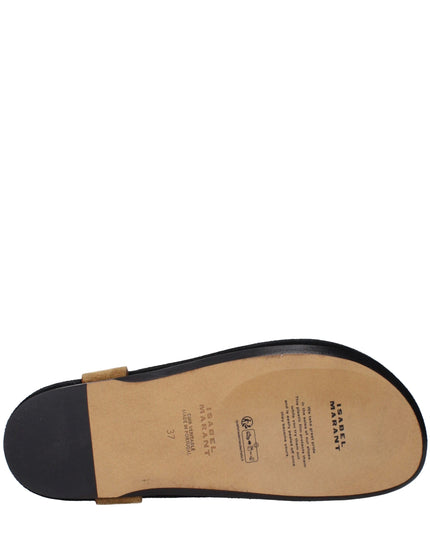 Isabel Marant Beige Leather Flip-Flop Sandals