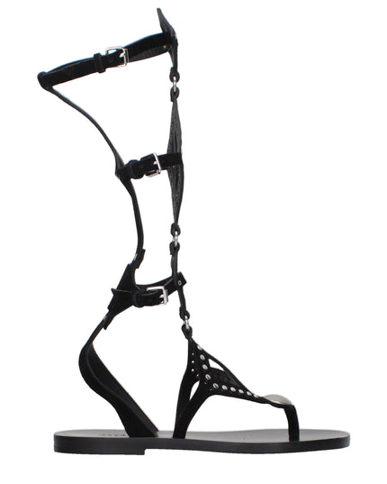 Isabel Marant Black Leather Flip-Flop Sandals