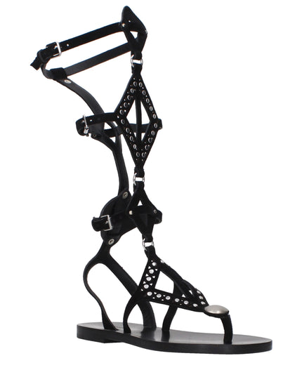 Isabel Marant Black Leather Flip-Flop Sandals