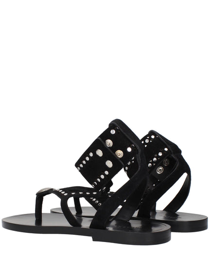 Isabel Marant Black Leather Flip-Flop Sandals