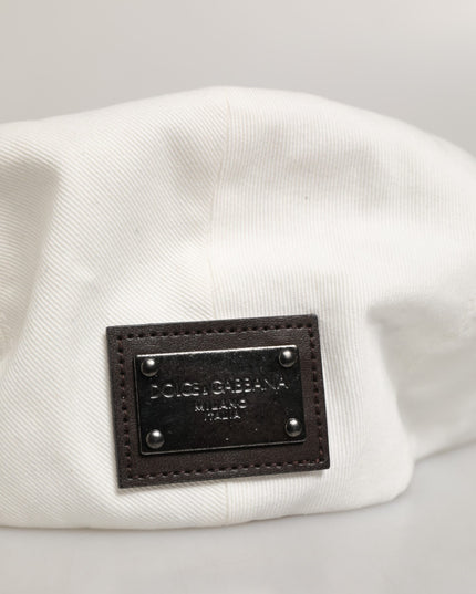 Dolce & Gabbana White Cotton Newsboy Cloth Capello Men Cap Hat