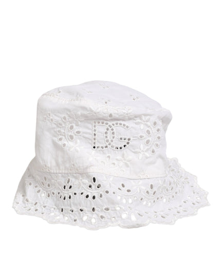 Dolce & Gabbana White Nylon Cut Out Bucket Logo Capello Hat