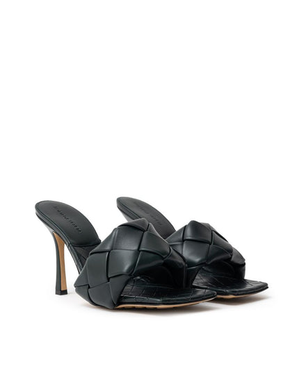 Bottega Veneta Green Leather Stiletto Heel Sandals