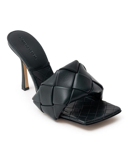 Bottega Veneta Green Leather Stiletto Heel Sandals